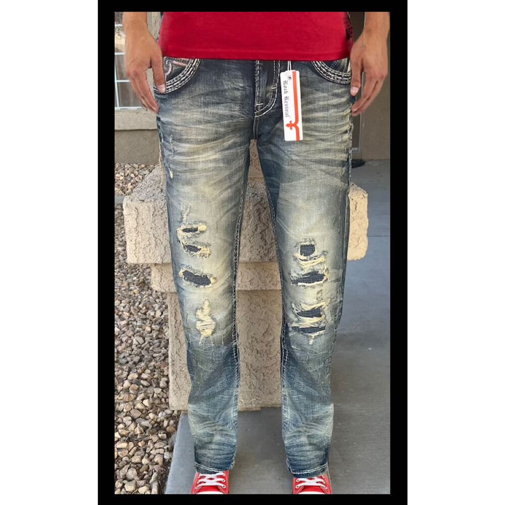 Rock Revival Gary Vtg Blue Alt Straight Jean Size: 30" W x 34" I RP3664A204